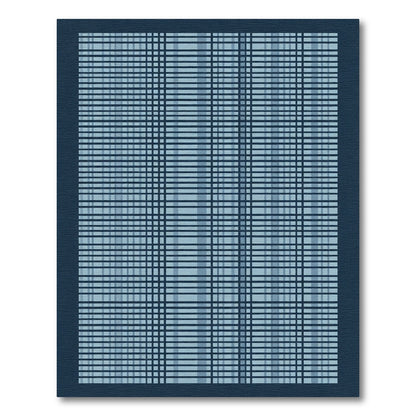 Calm Navy Blue Plaid Check Rug