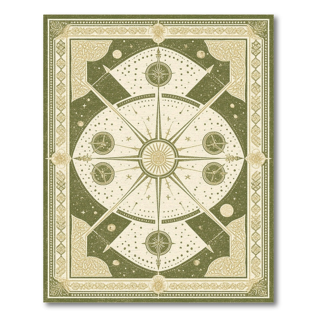 Green Heritage Celestial Compass Rug