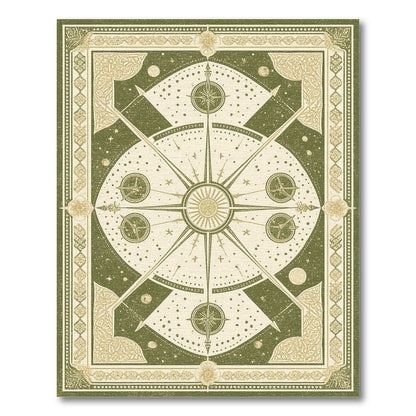 Green Heritage Celestial Compass Rug