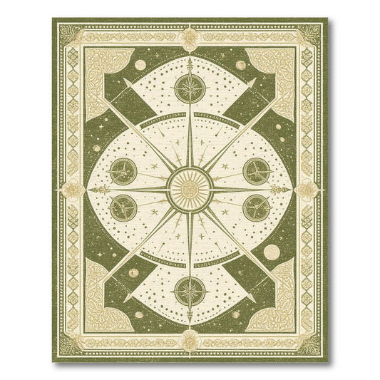 Green Heritage Celestial Compass Rug