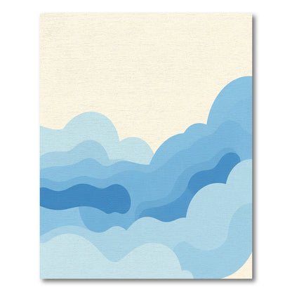 Aqua Blue Layered Cloudscape Abstract Rug