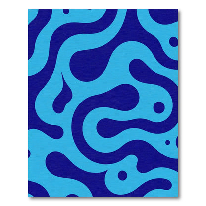 Oceanic Deep Blue Amoeba Blob Swirls Rug
