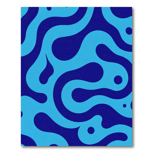 Oceanic Deep Blue Amoeba Blob Swirls Rug