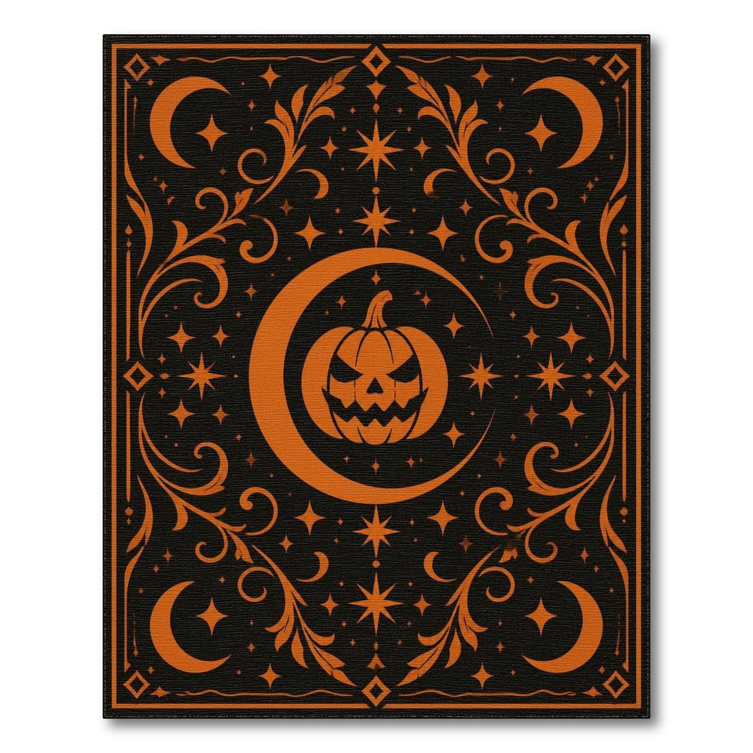 Orange Pumpkin Moon Area Rug