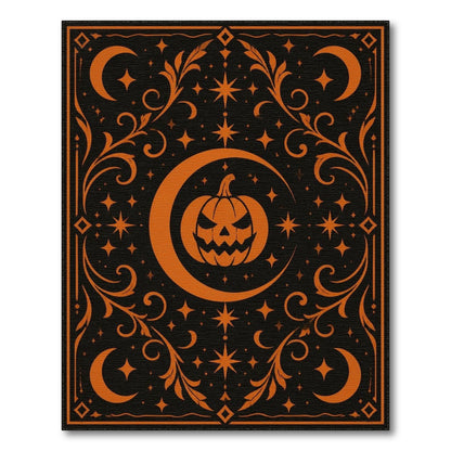 Orange Pumpkin Moon Area Rug