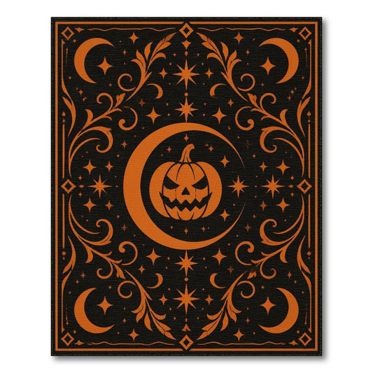 Orange Pumpkin Moon Area Rug