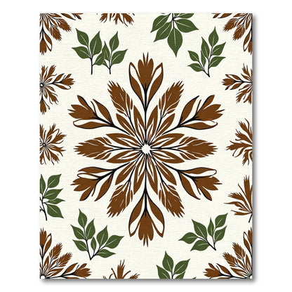 Brown Green Floral Mandala Rug