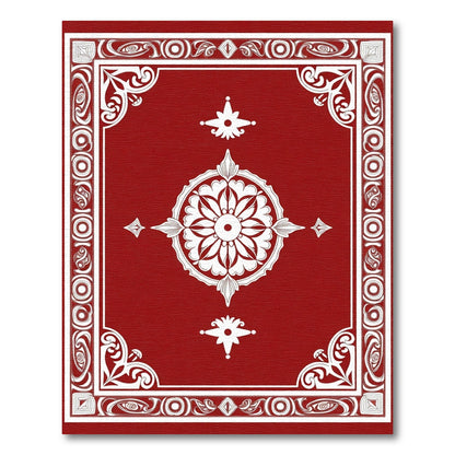 Crimson White Floral Medallion Corner Rug