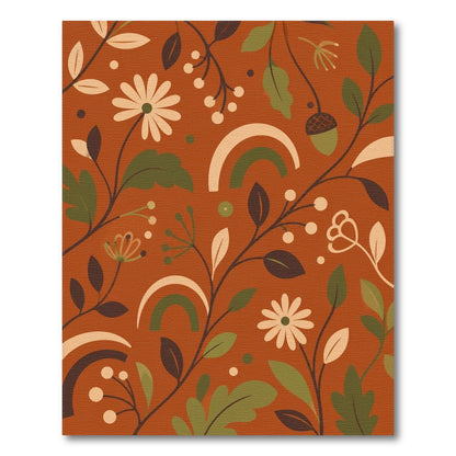 Boho Chic Orange Floral Area Rug