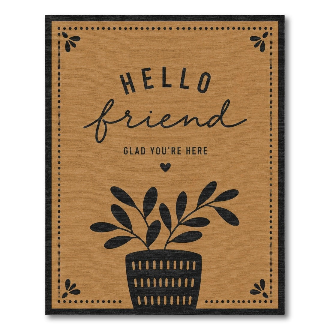 Hello Friend Welcome Area Rug in Brown Tan