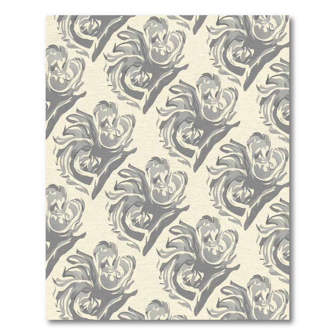 Cream Gray Swirling Floral Medallion Rug