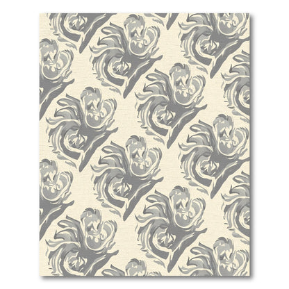 Cream Gray Swirling Floral Medallion Rug