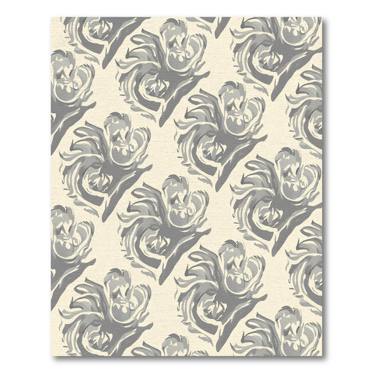 Cream Gray Swirling Floral Medallion Rug