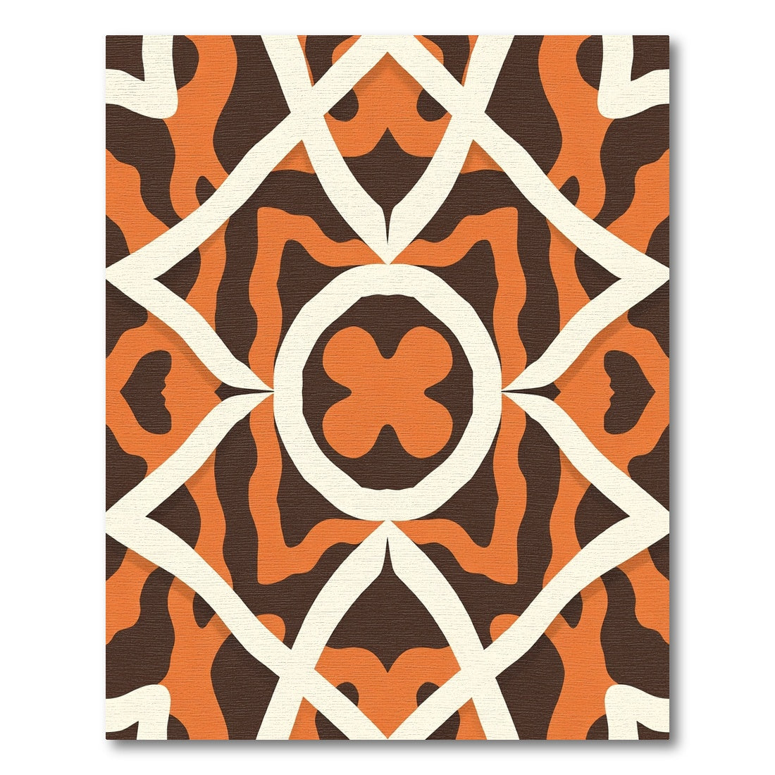 Bold Orange White Geometric Medallion Rug