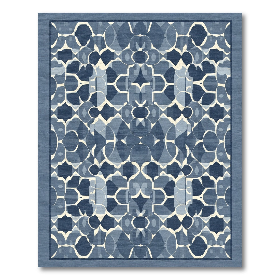 Navy Blue Organic Interlocking Forms Rug