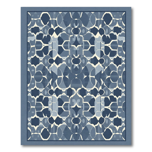 Navy Blue Organic Interlocking Forms Rug