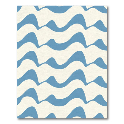 Cerulean Wave Abstract Stripes Rug