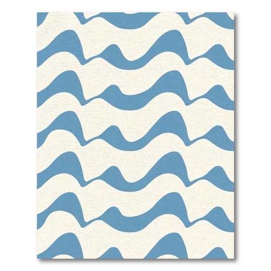 Cerulean Wave Abstract Stripes Rug