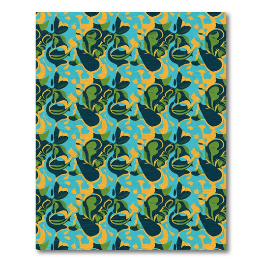 Abstract Blue Green Yellow Swirl Rug