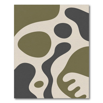 Olive Green Organic Abstract Area Rug