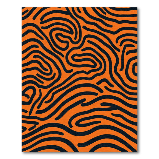 Bold Orange Black Swirl Stripe Rug