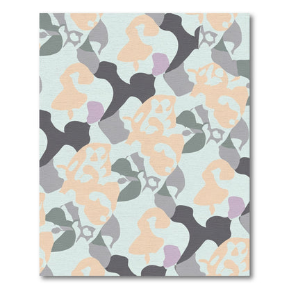 Soft Peach Camo Organic Shapes Tile Rug