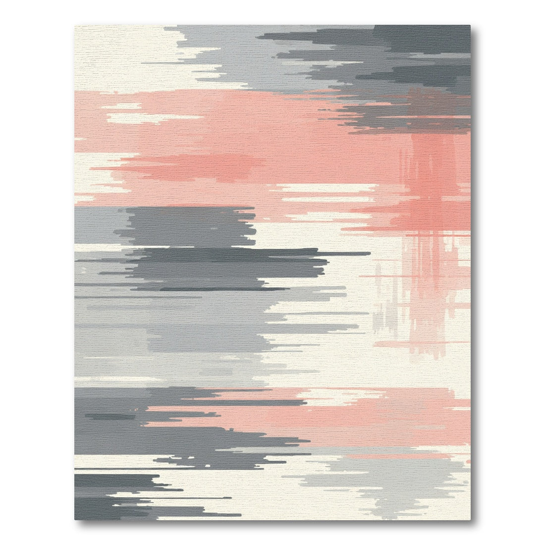 Coral Gray Slate Abstract Stripe Rug