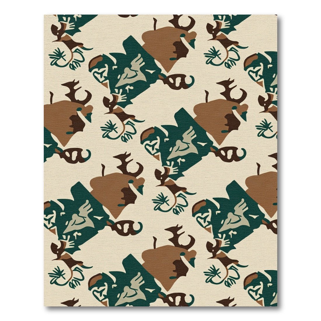 Woodland Camouflage Abstract Heart Cluster Rug