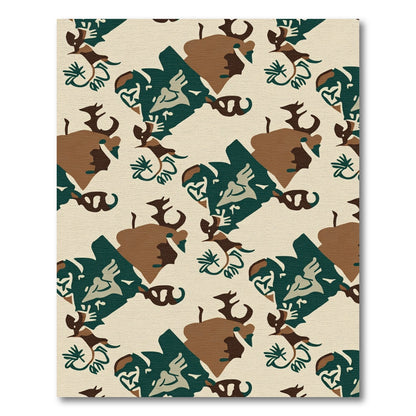 Woodland Camouflage Abstract Heart Cluster Rug