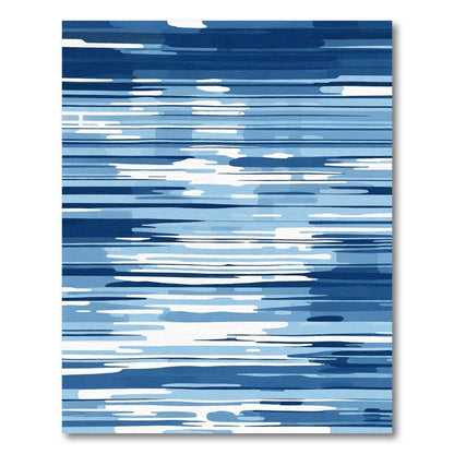 Azure Blue Abstract Stripes Rug