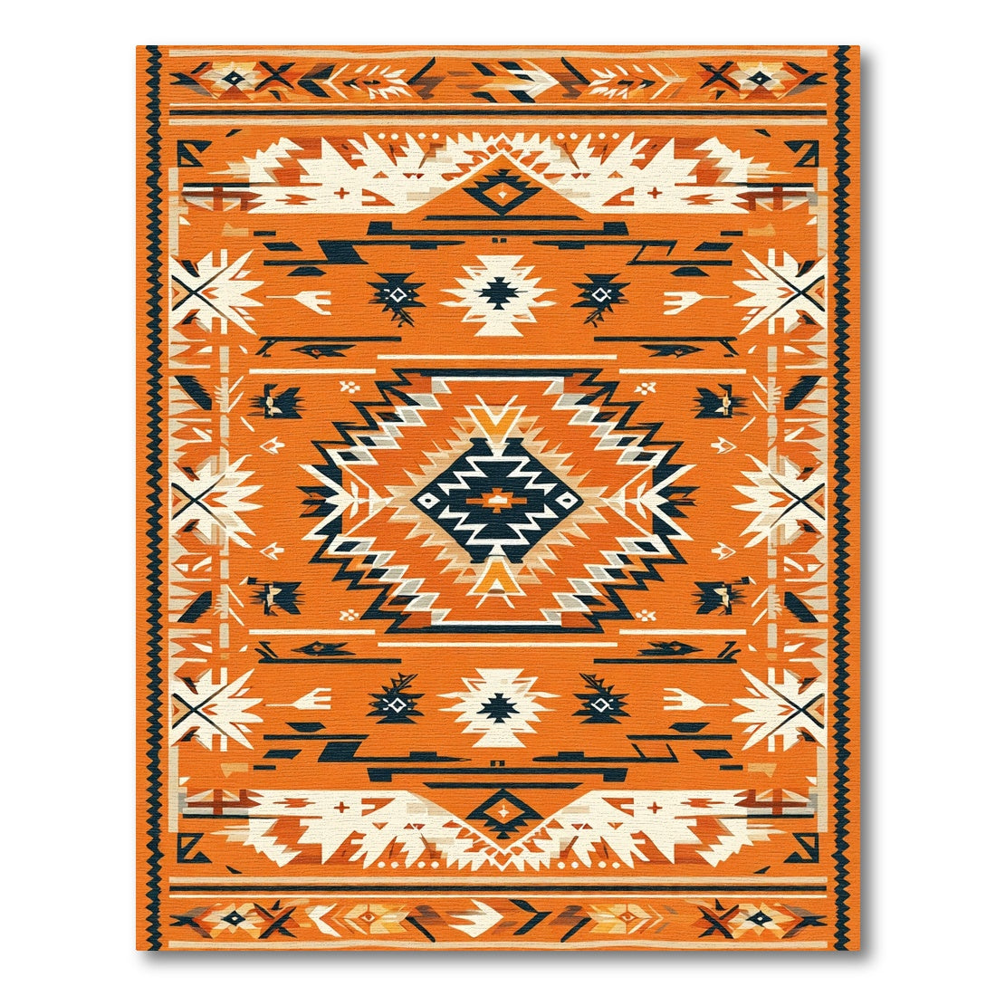 Vibrant Orange Southwestern Geometric Diamond Rug