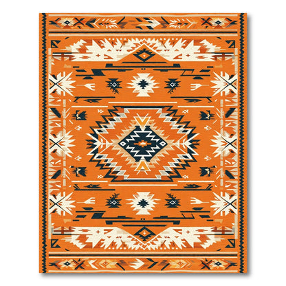 Vibrant Orange Southwestern Geometric Diamond Rug