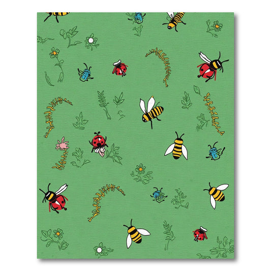 Whimsical Insects Green Meadow Patchwork Rug