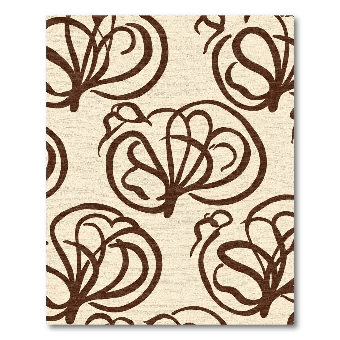 Cream Brown Abstract Floral Swirl Rug