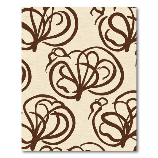 Cream Brown Abstract Floral Swirl Rug