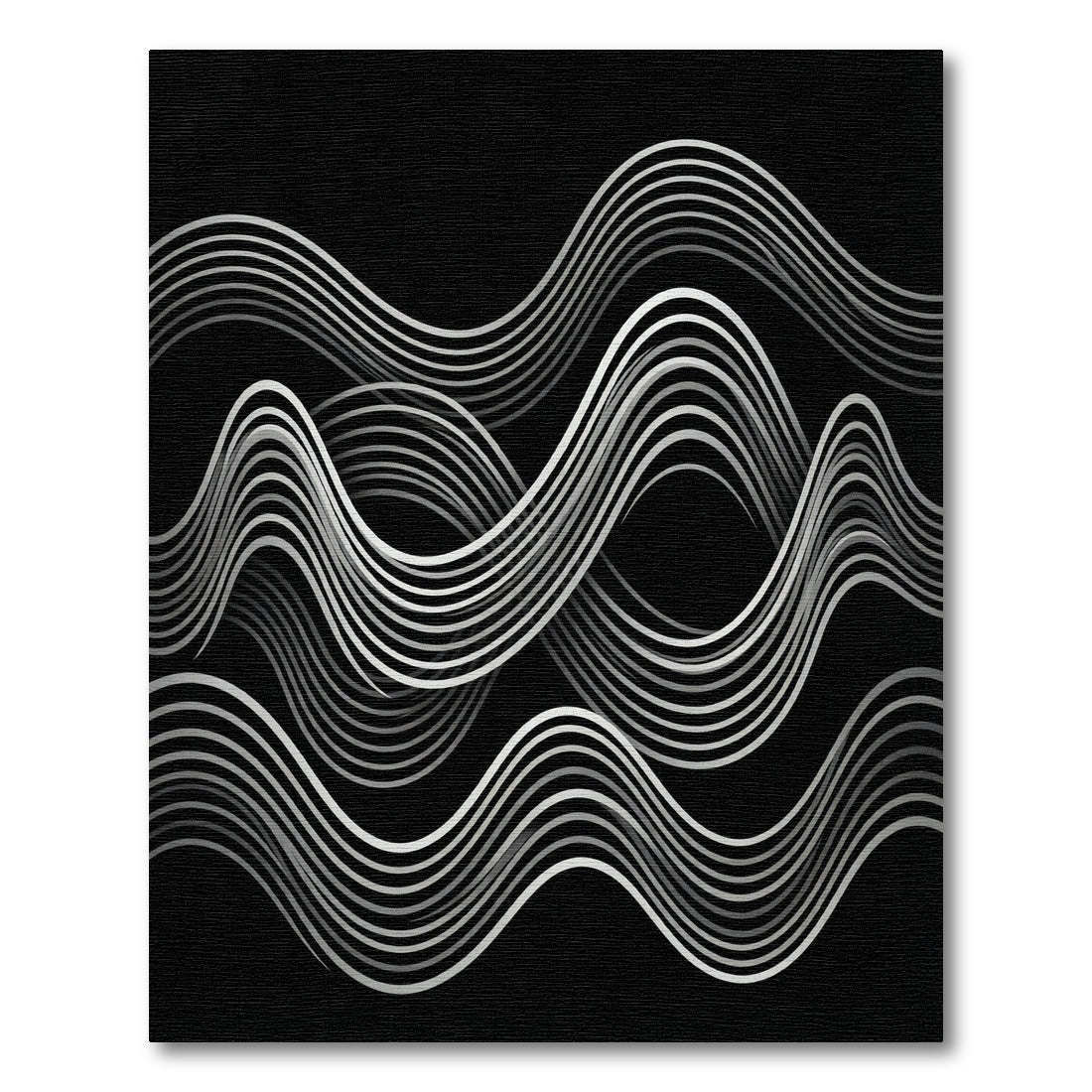 Monochrome Waves Contemporary Line Art Rug