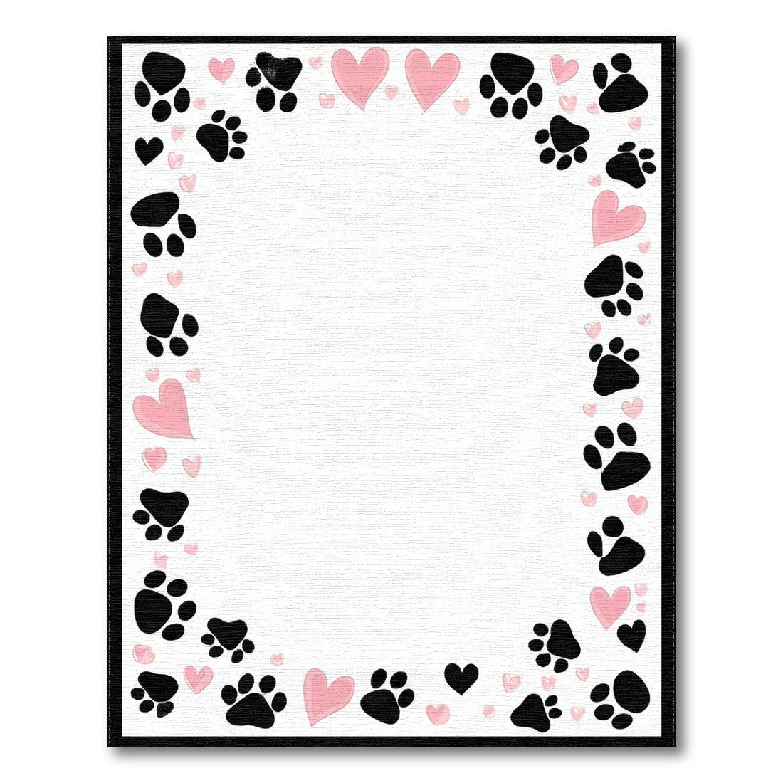 Black Paw Print Pink Heart Kids Rug