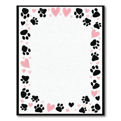 Black Paw Print Pink Heart Kids Rug