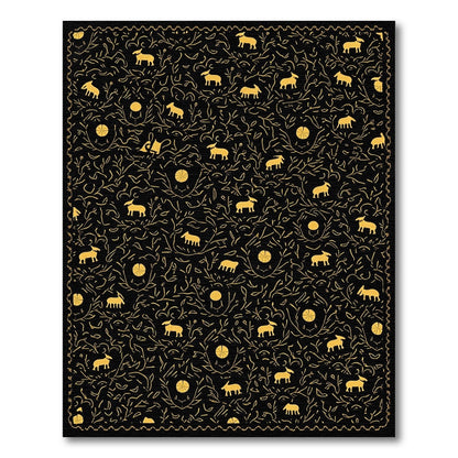 Golden Sheep Black Foliage Jacquard Rug