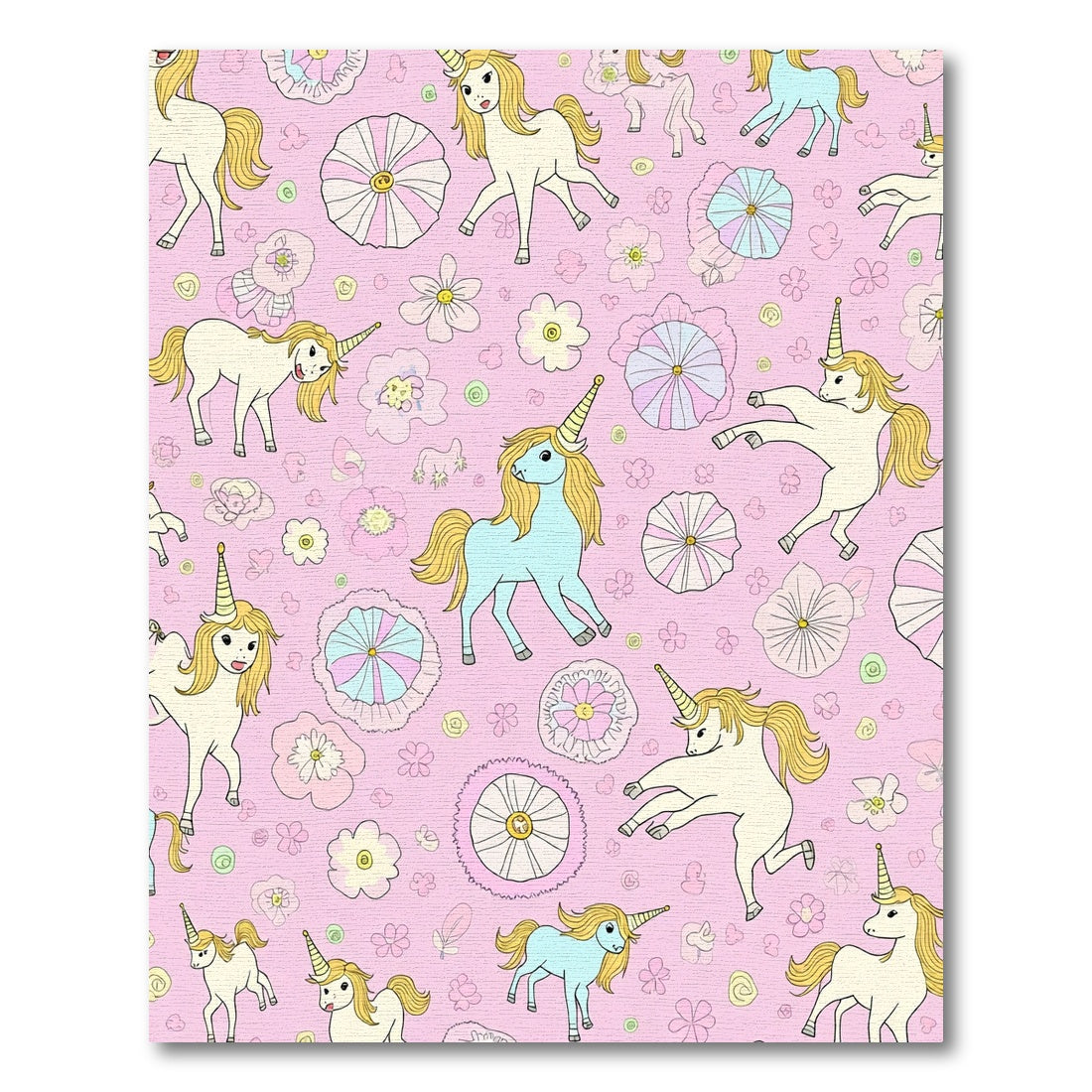 Pink Unicorn Flower Garland Medley Rug