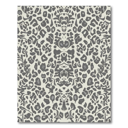 Cream Gray Animal Spot Damask Rug