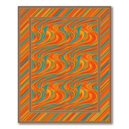 Multi-color and Patterns Vibrant Orange Teal Swirl Abstract Area Rug