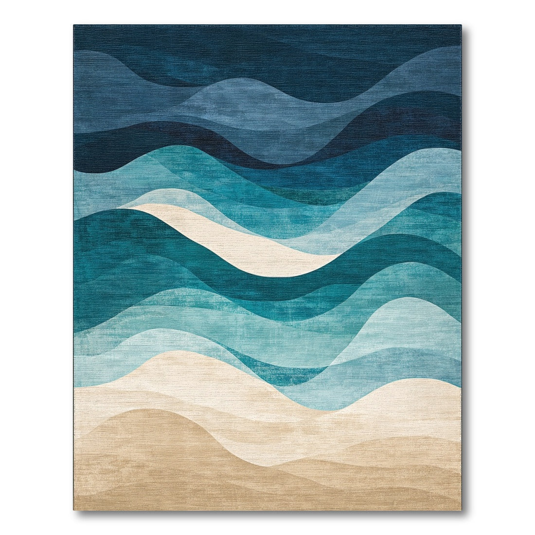 Navy Teal Gradient Wave Rug