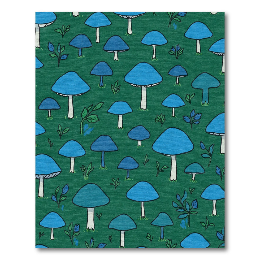 Forest Green Blue Mushroom Grove Rug