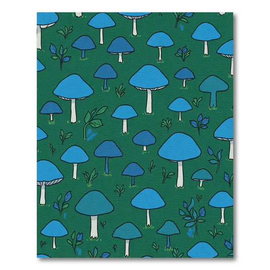 Forest Green Blue Mushroom Grove Rug