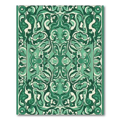 Emerald Green Swirling Floral Scroll Rug
