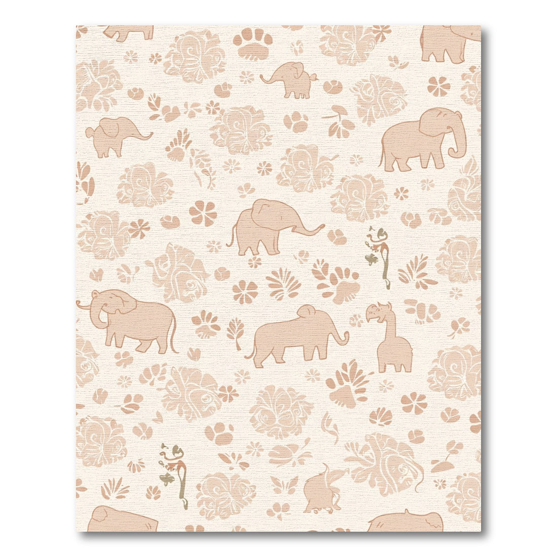 Calm Elephant Floral Bloom Composition Rug