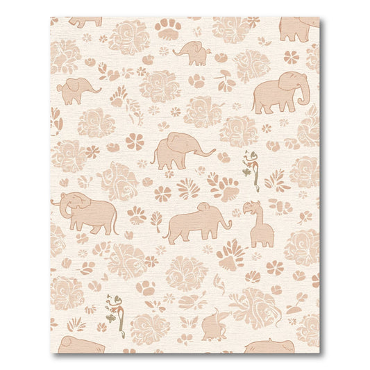 Calm Elephant Floral Bloom Composition Rug