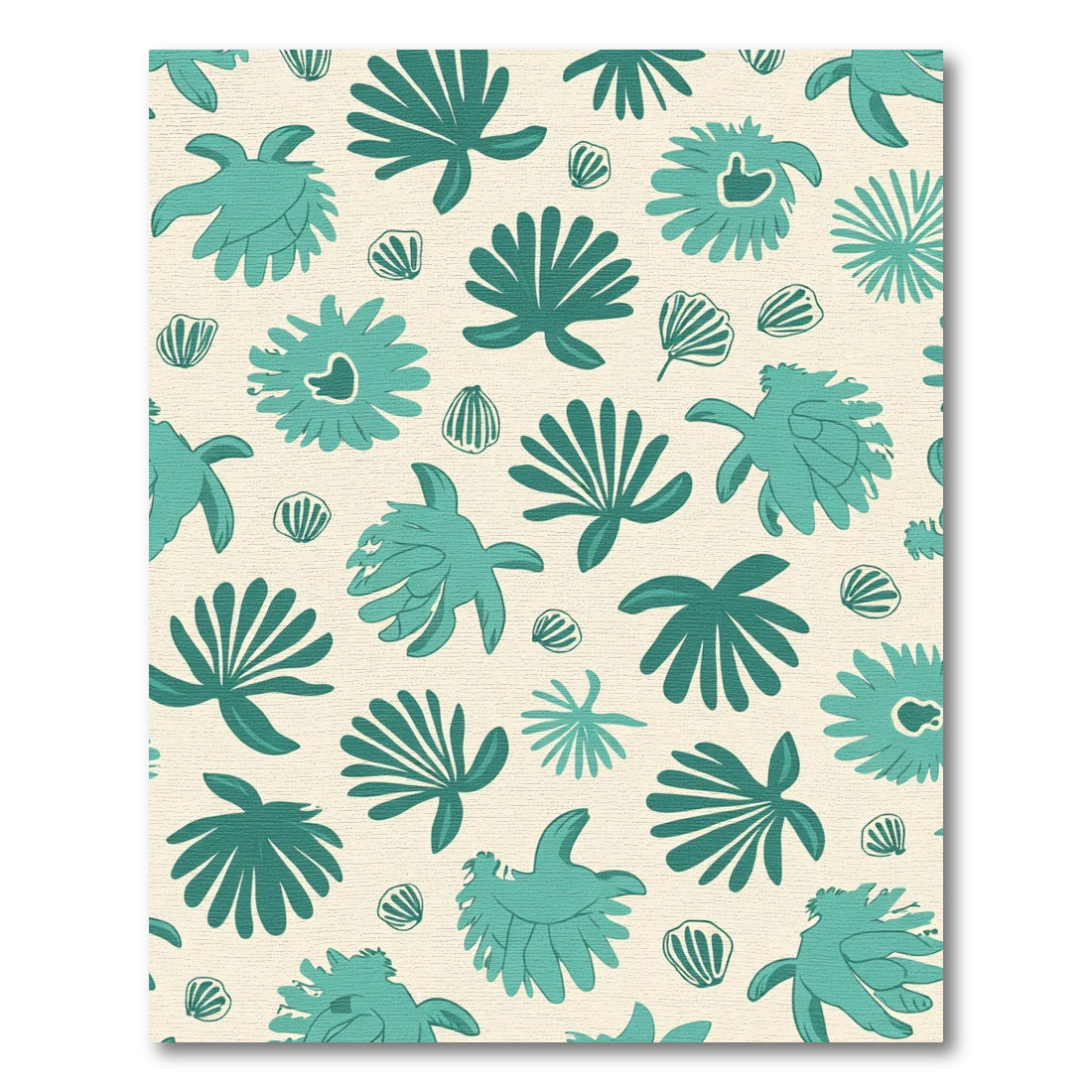 Teal Abstract Botanical Organic Rug
