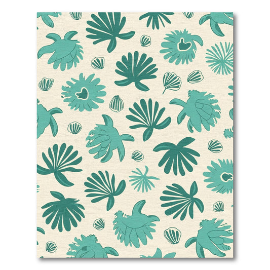 Teal Abstract Botanical Organic Rug